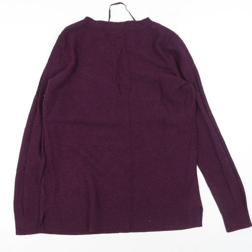 Gap Womens Purple V-Neck Nylon Pullover Jumper Size S