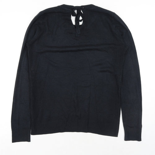 Dorothy Perkins Womens Black Scoop Neck Acrylic Pullover Jumper Size 10