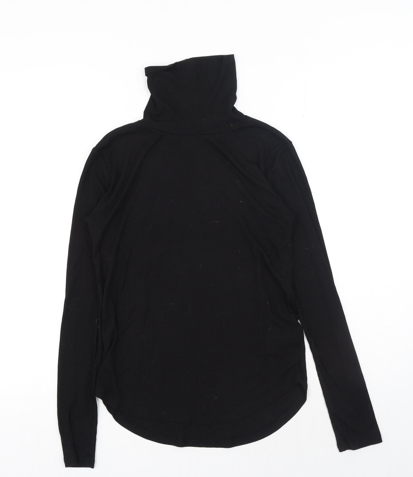 H&M Womens Black Polyester Basic T-Shirt Size S Roll Neck