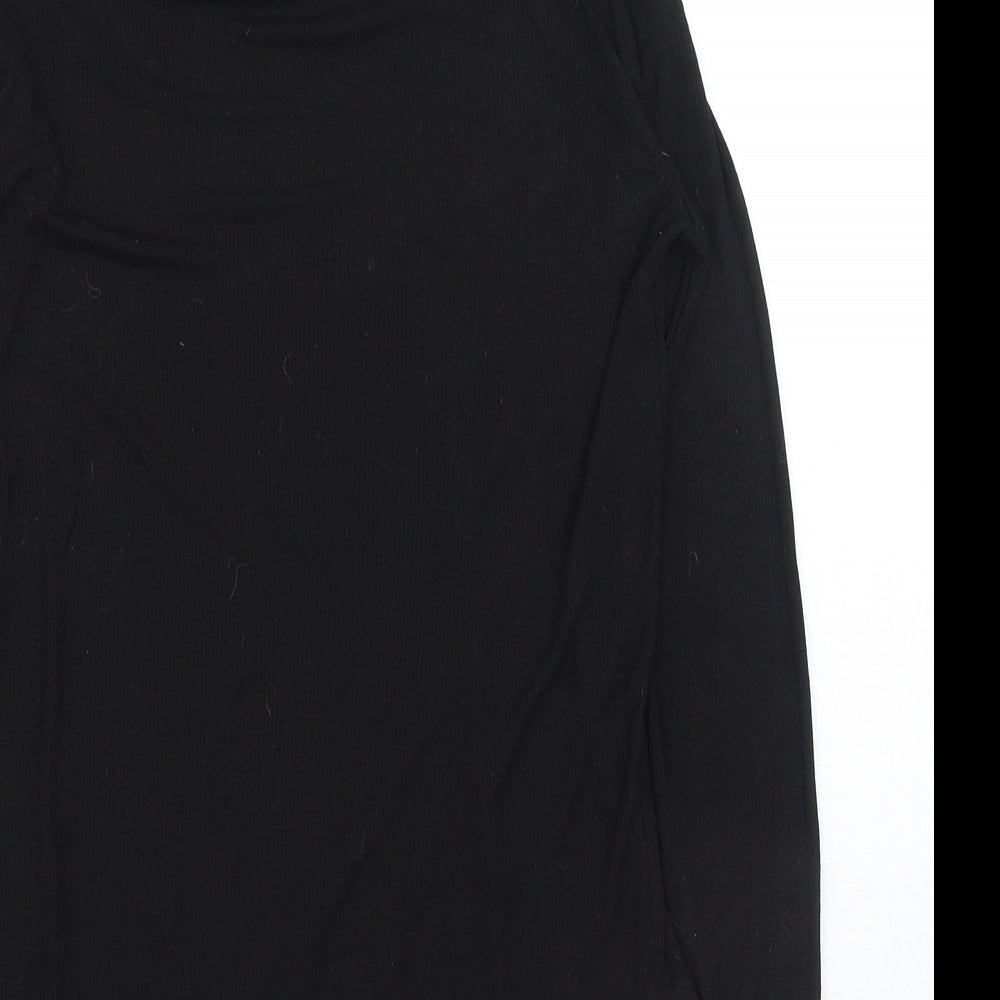 H&M Womens Black Polyester Basic T-Shirt Size S Roll Neck