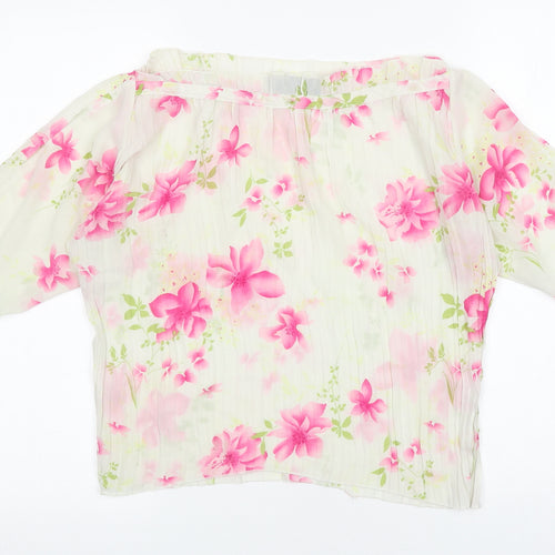 Best Womens Grey Floral Polyester Basic Blouse Size L Off the Shoulder