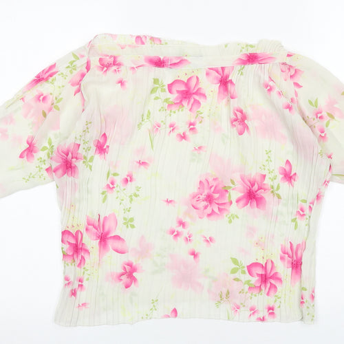 Best Womens Grey Floral Polyester Basic Blouse Size L Off the Shoulder