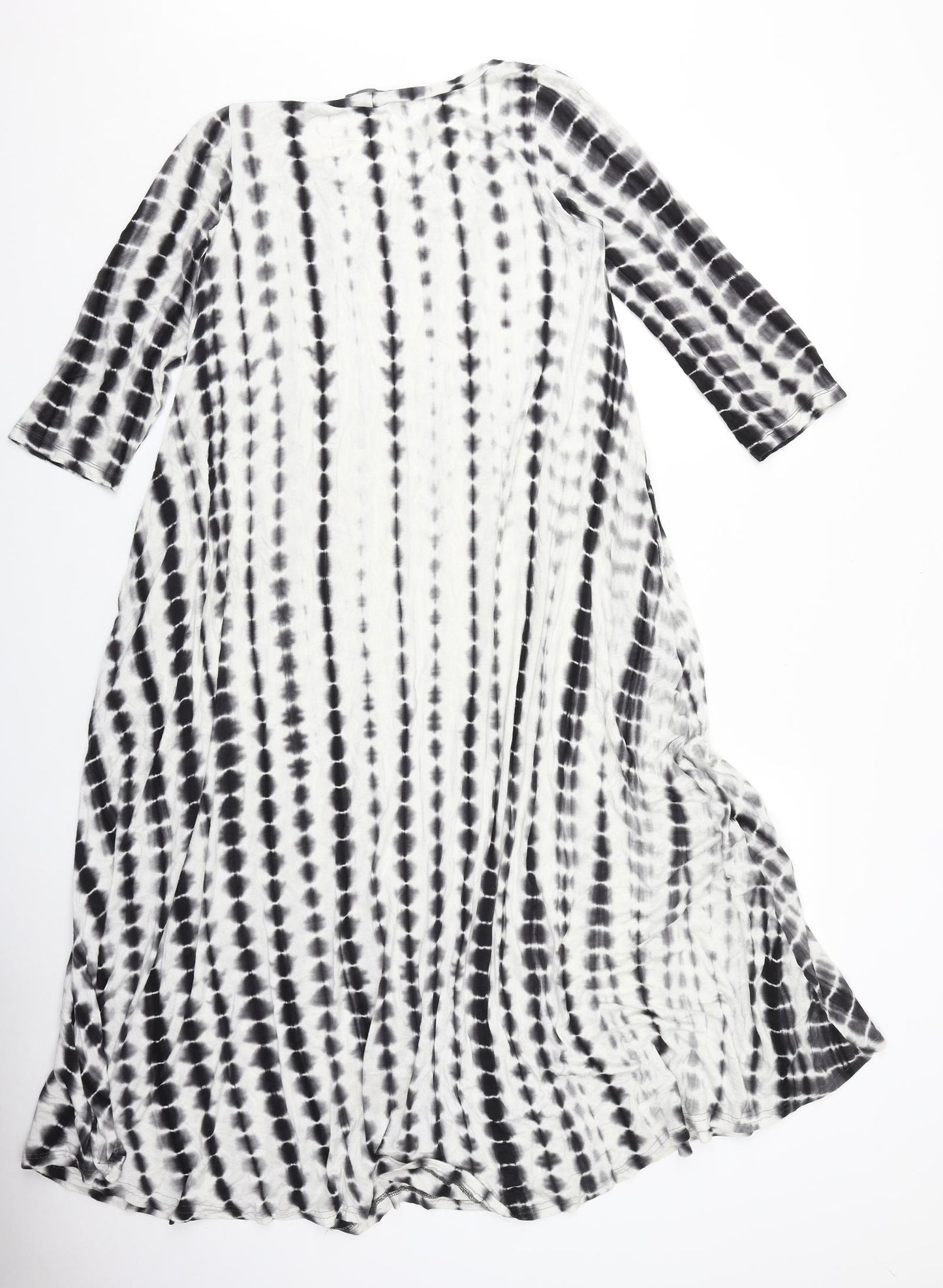 Alembika Womens Black Geometric Viscose T-Shirt Dress Size M Round Neck Pullover
