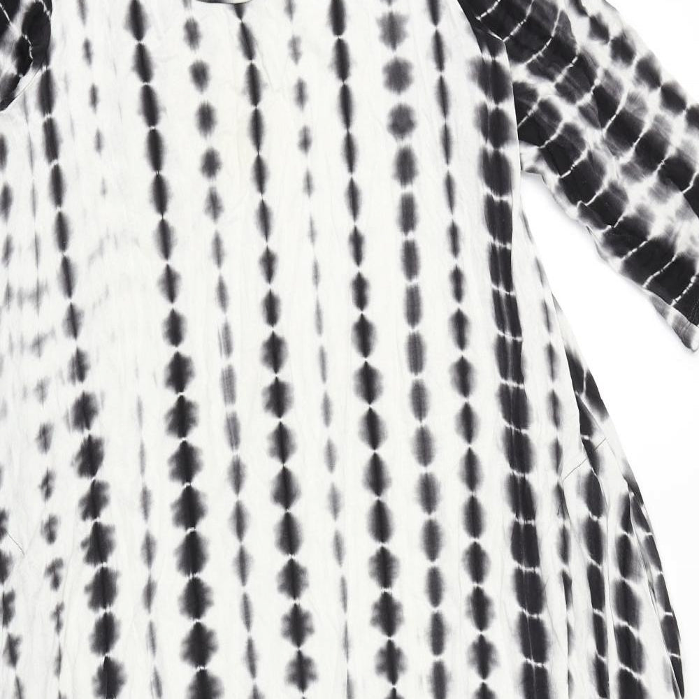 Alembika Womens Black Geometric Viscose T-Shirt Dress Size M Round Neck Pullover