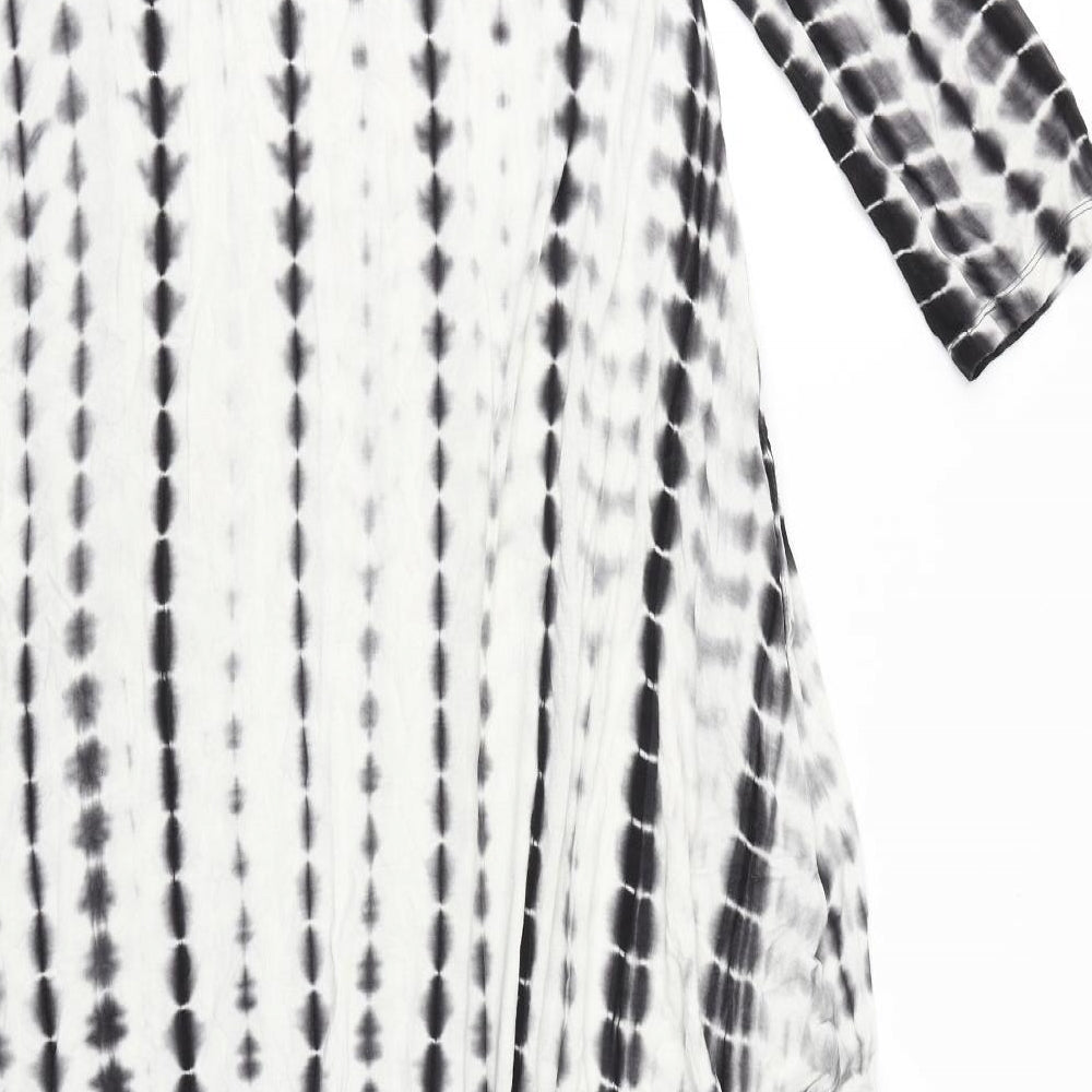 Alembika Womens Black Geometric Viscose T-Shirt Dress Size M Round Neck Pullover
