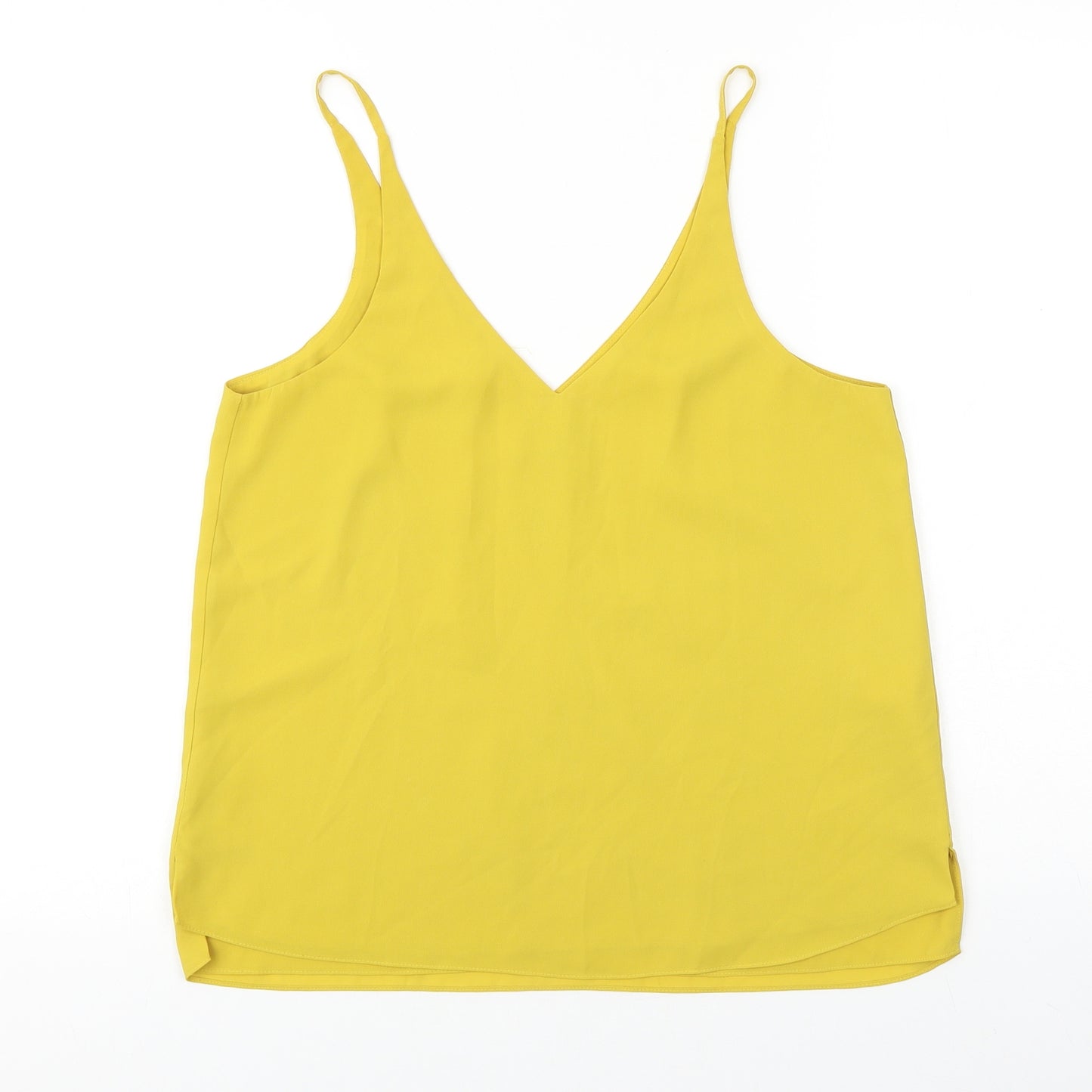 Topshop Womens Yellow Polyester Basic Tank Size 10 V-Neck