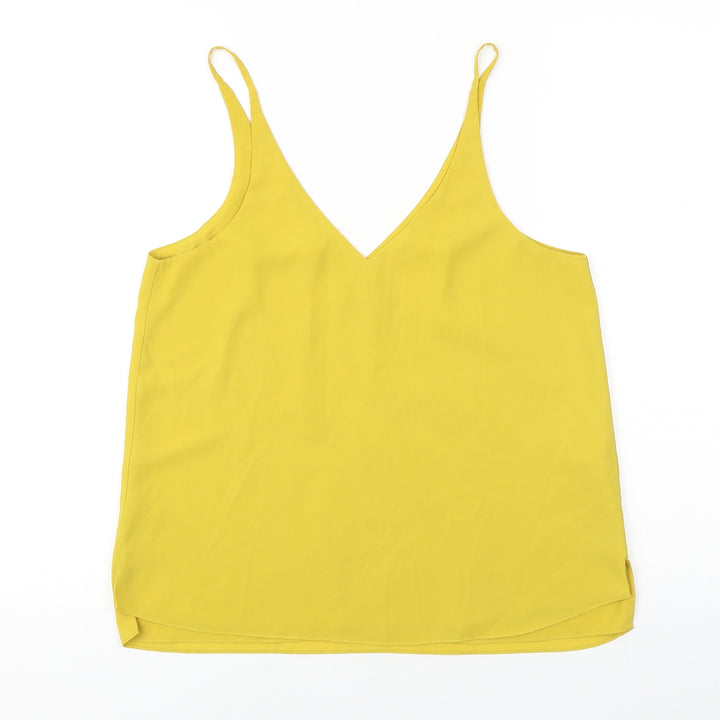 Topshop Womens Yellow Polyester Basic Tank Size 10 V-Neck