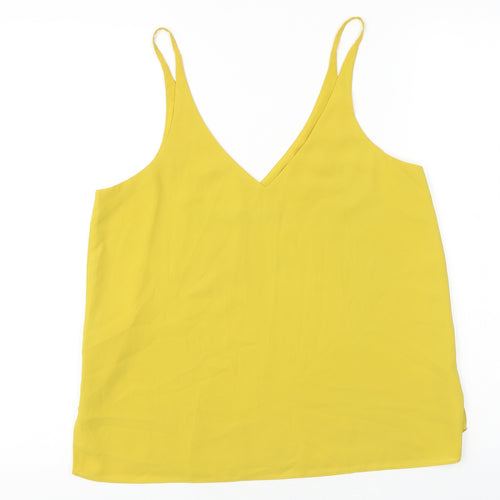 Topshop Womens Yellow Polyester Basic Tank Size 10 V-Neck