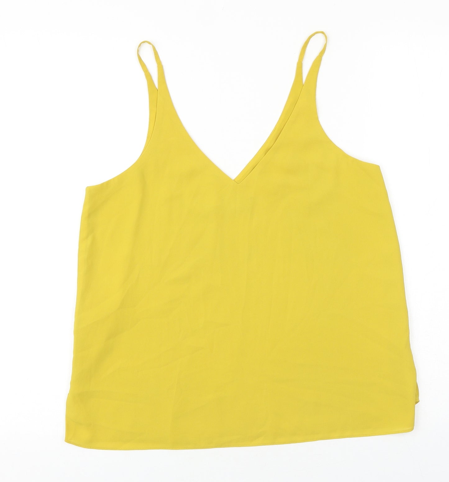 Topshop Womens Yellow Polyester Basic Tank Size 10 V-Neck