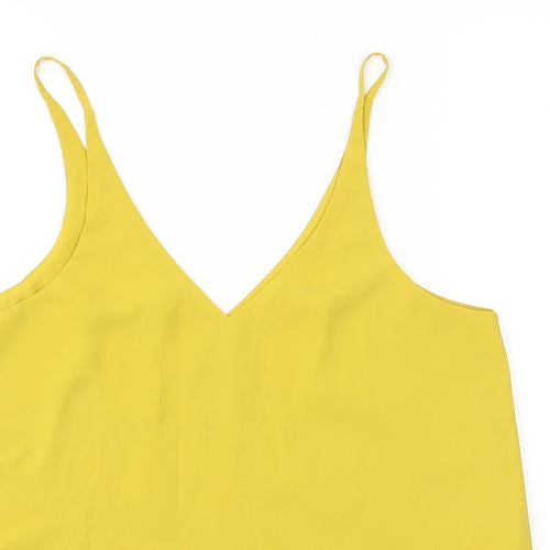 Topshop Womens Yellow Polyester Basic Tank Size 10 V-Neck