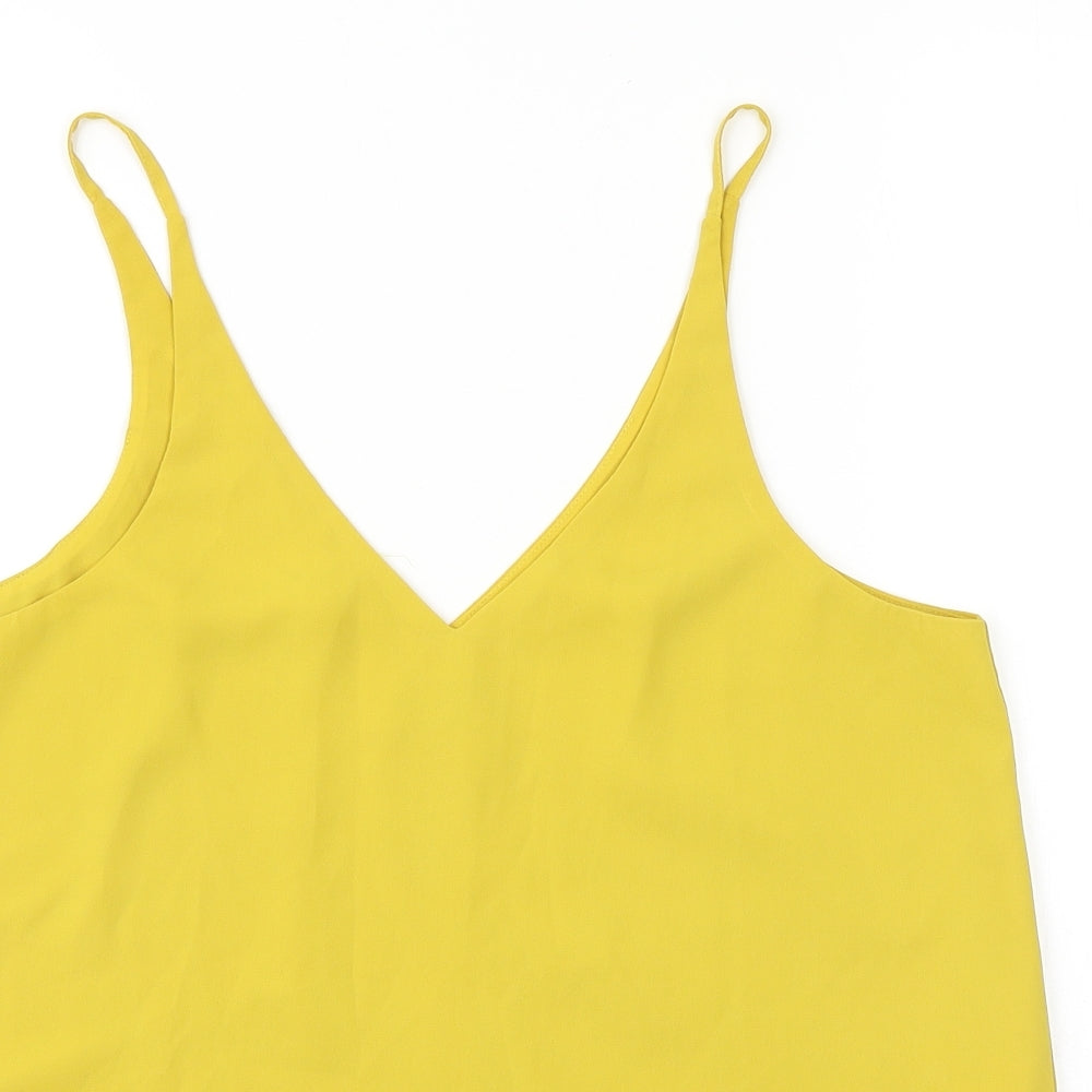 Topshop Womens Yellow Polyester Basic Tank Size 10 V-Neck