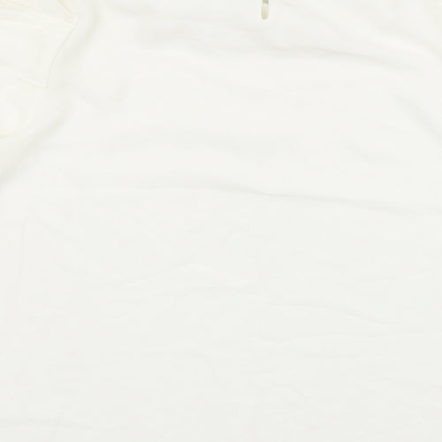 Jimik Womens White Polyester Basic Blouse Size S Round Neck