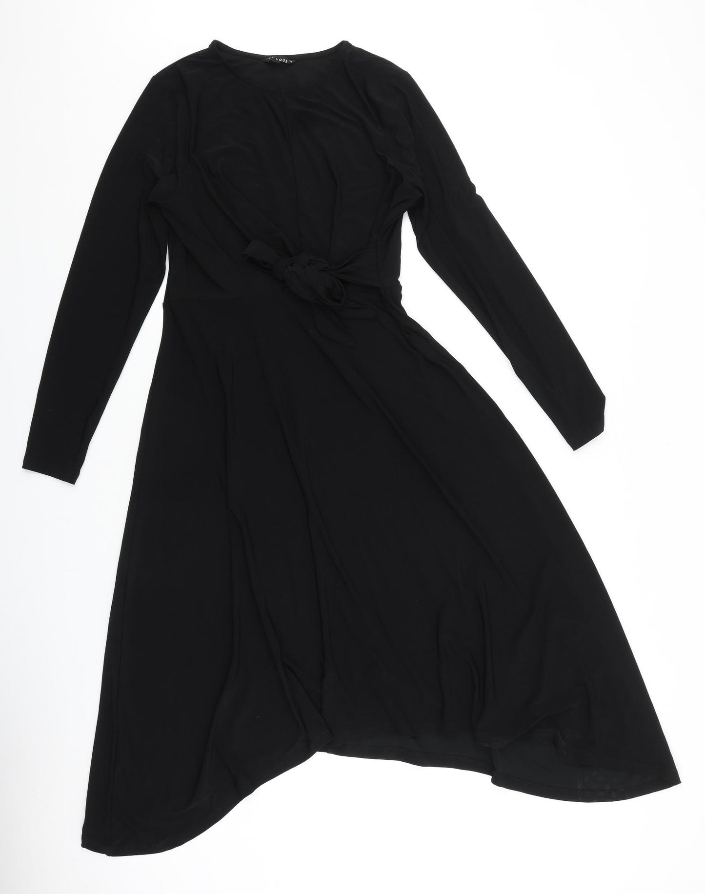 Et Vous Womens Black Viscose A-Line Size 12 Round Neck Tie