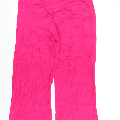 Zara Womens Pink Polyester Trousers Size 34 in L26 in Regular Zip