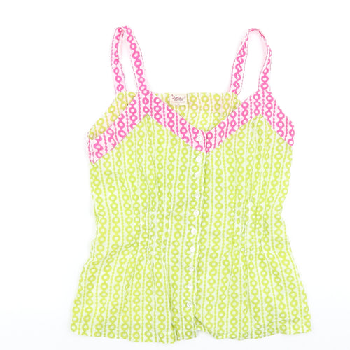Soma Womens Green Geometric 100% Cotton Basic Tank Size M V-Neck
