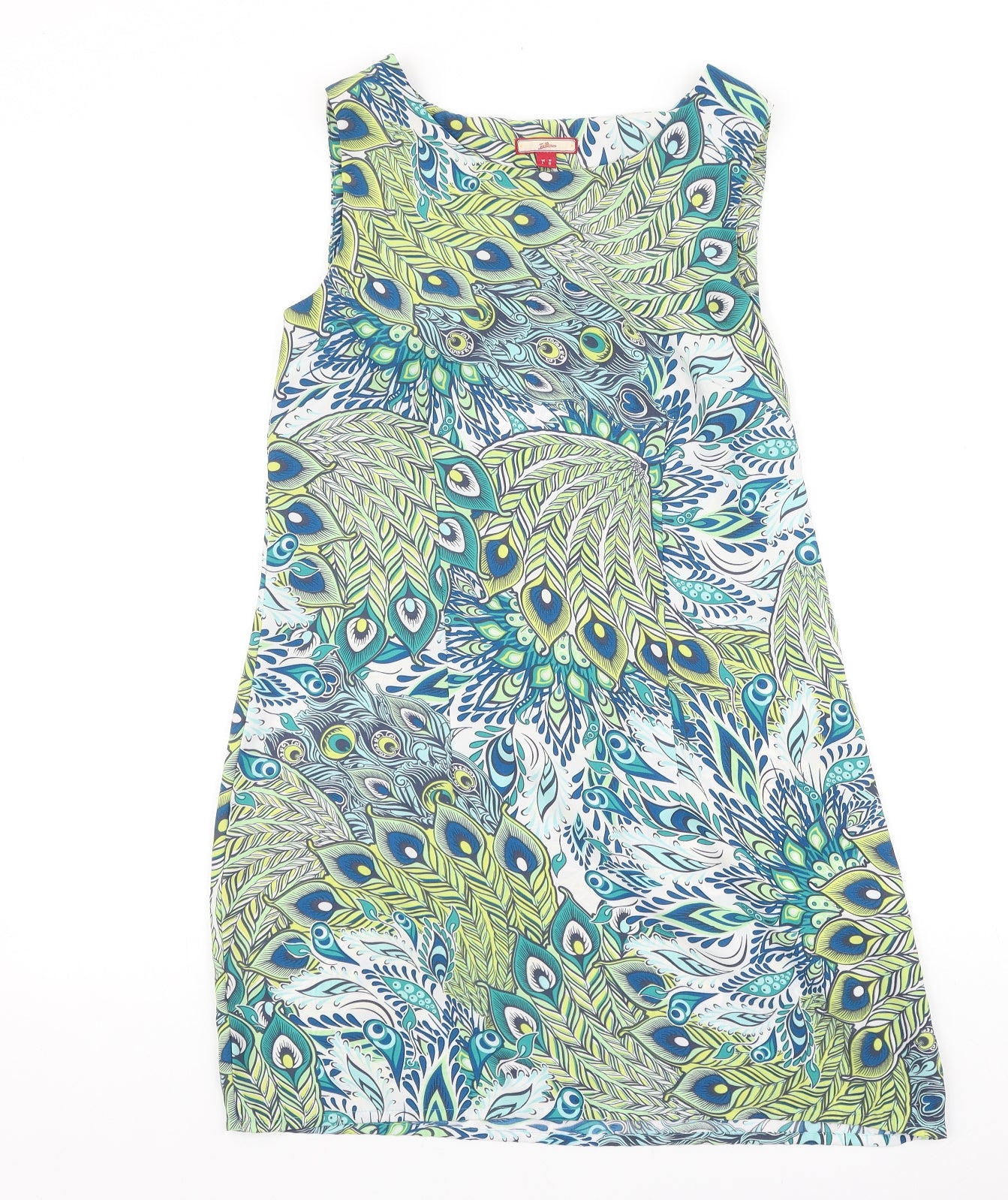 Joe Browns Womens Green Geometric Polyester Shift Size 10 Round Neck Zip