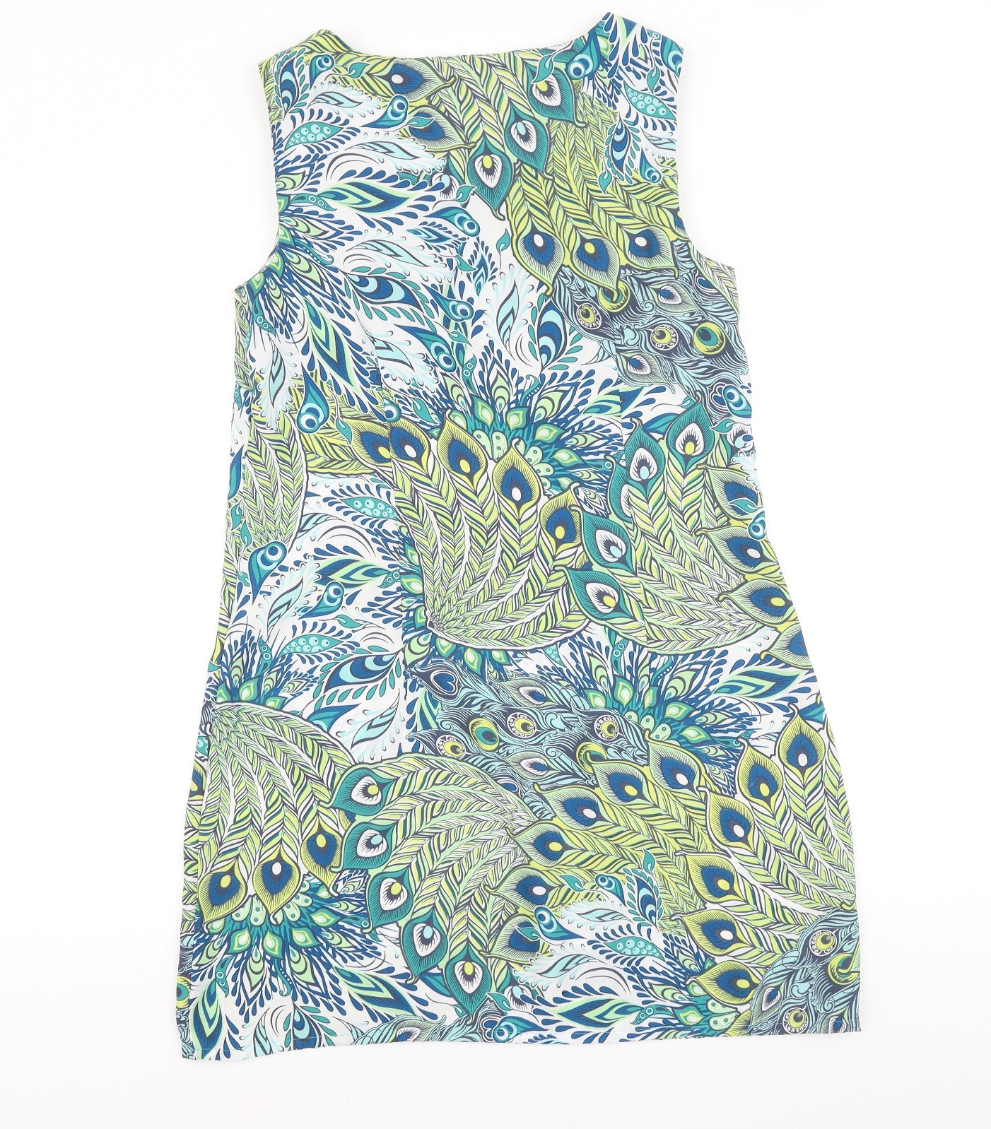 Joe Browns Womens Green Geometric Polyester Shift Size 10 Round Neck Zip