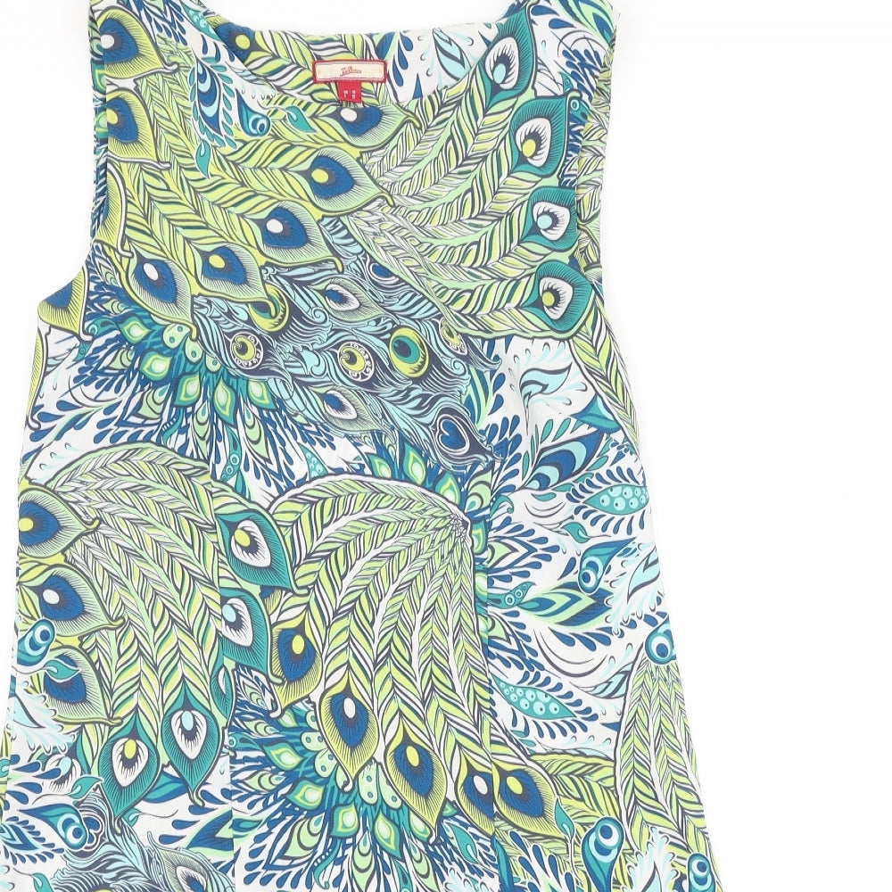 Joe Browns Womens Green Geometric Polyester Shift Size 10 Round Neck Zip