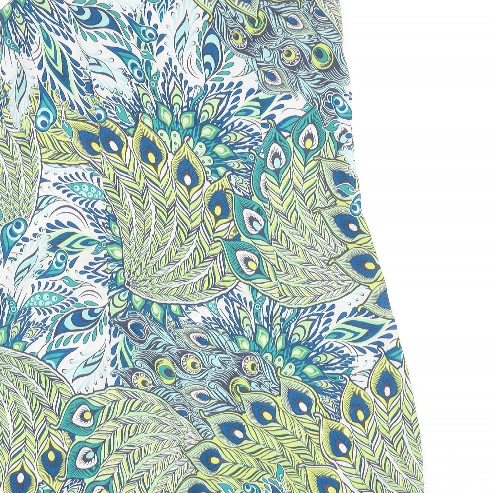 Joe Browns Womens Green Geometric Polyester Shift Size 10 Round Neck Zip