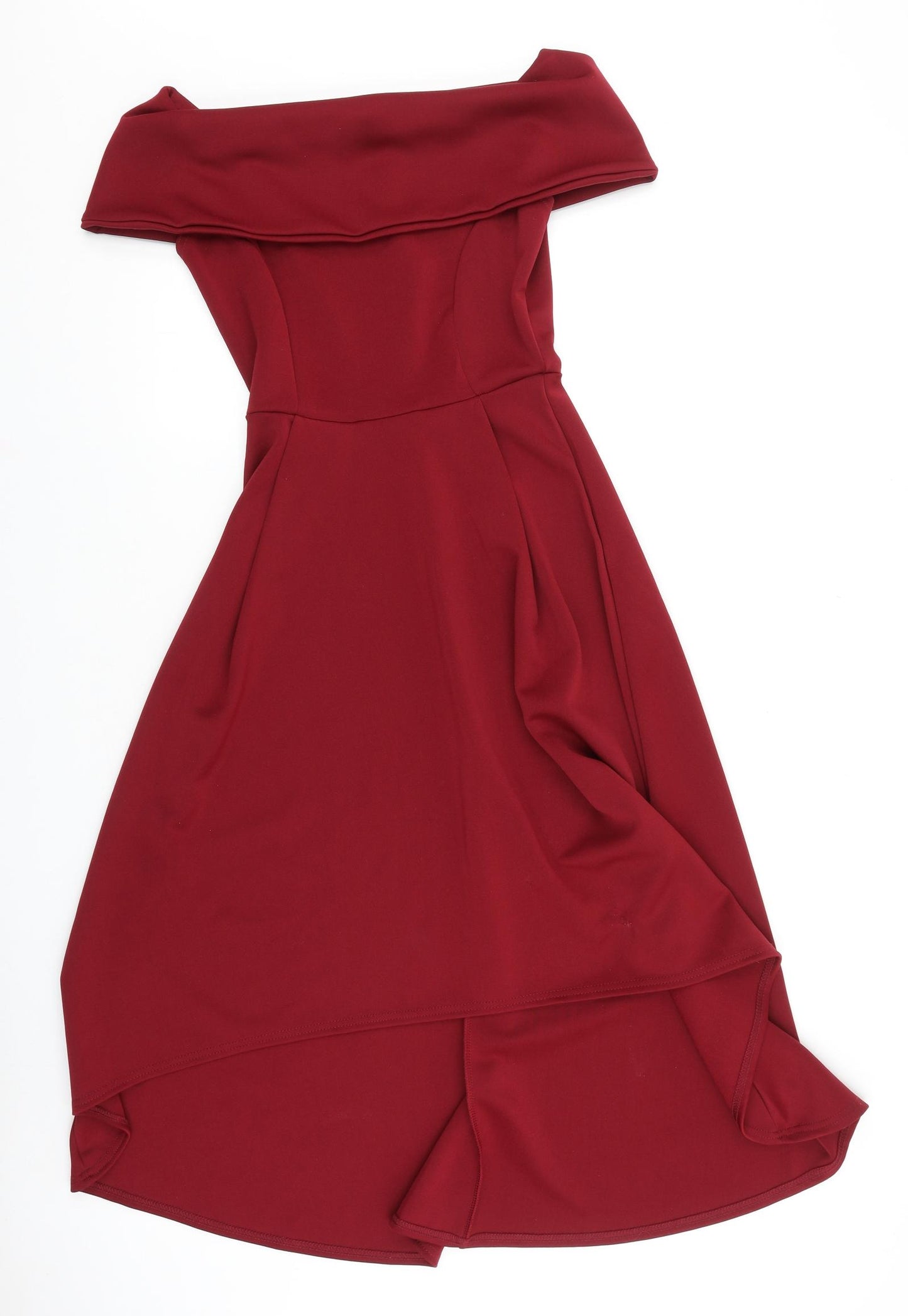 Boohoo Womens Red Viscose Ball Gown Size 8 Mock Neck Pullover