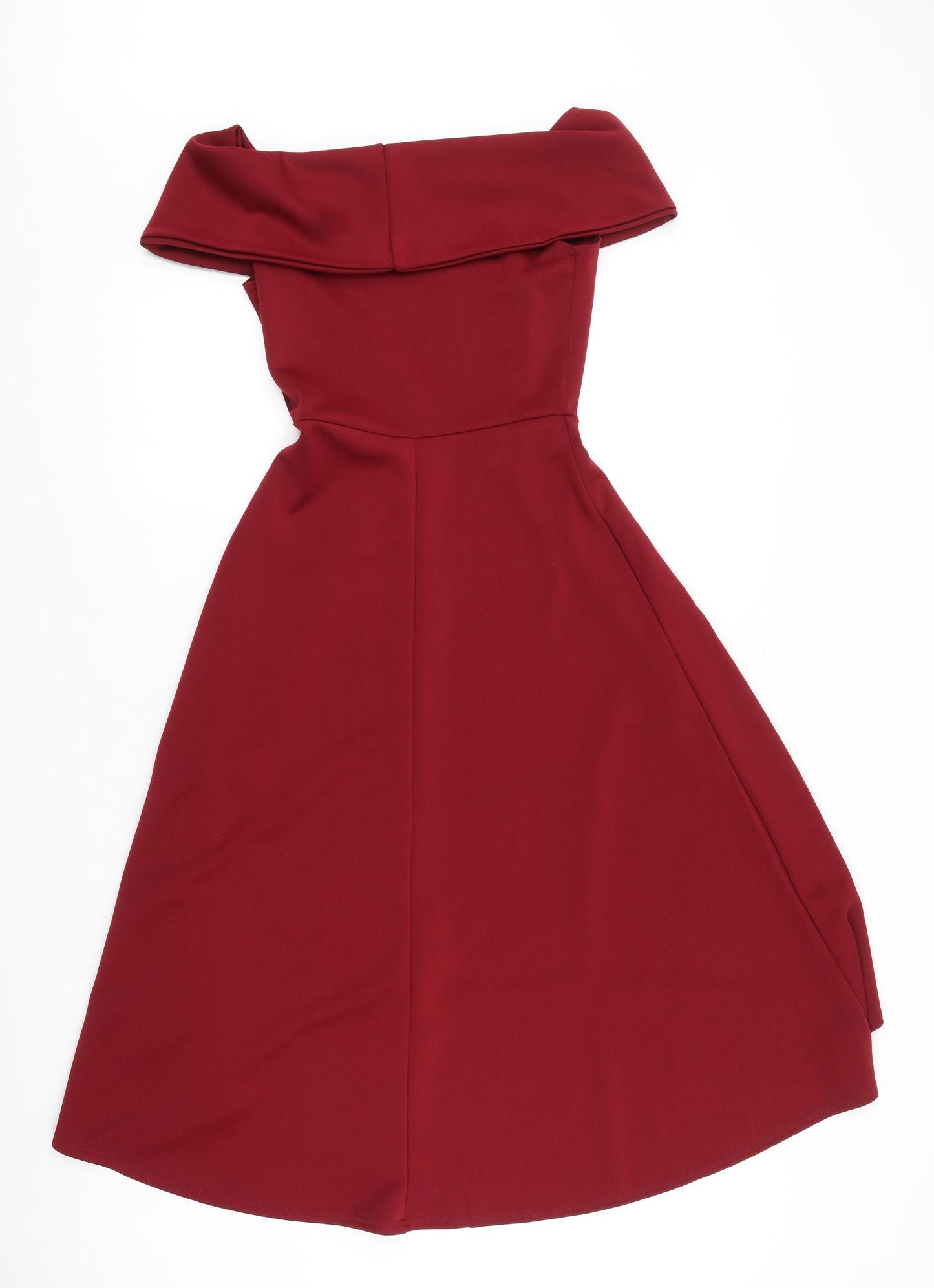Boohoo Womens Red Viscose Ball Gown Size 8 Mock Neck Pullover