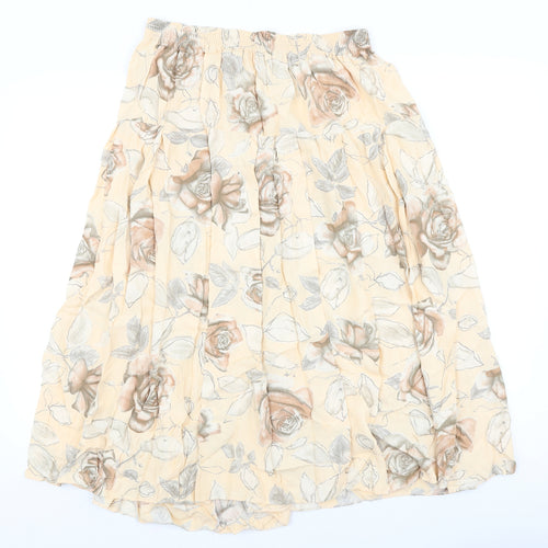 Preworn Womens Pink Floral Viscose Flare Skirt Size 30 in