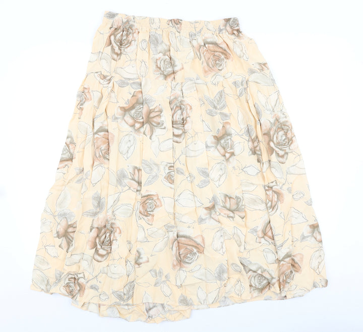 Preworn Womens Pink Floral Viscose Flare Skirt Size 30 in