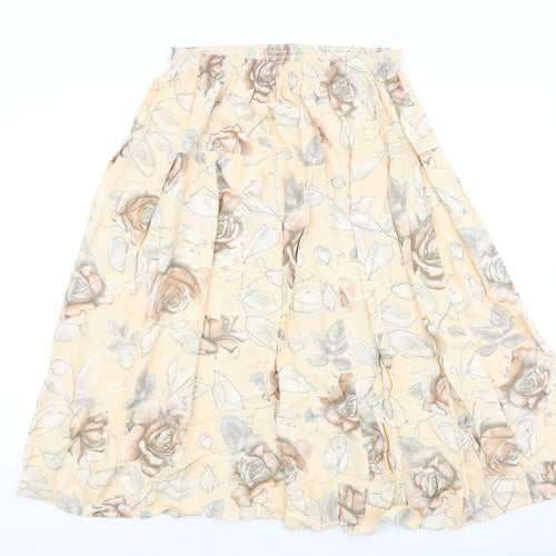 Preworn Womens Pink Floral Viscose Flare Skirt Size 30 in