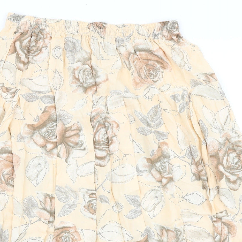 Preworn Womens Pink Floral Viscose Flare Skirt Size 30 in