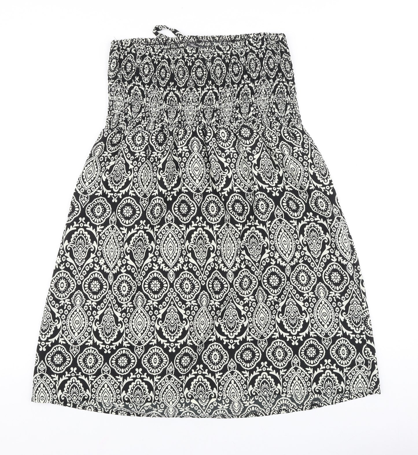George Womens Black Geometric Viscose A-Line Size M Off the Shoulder Tie