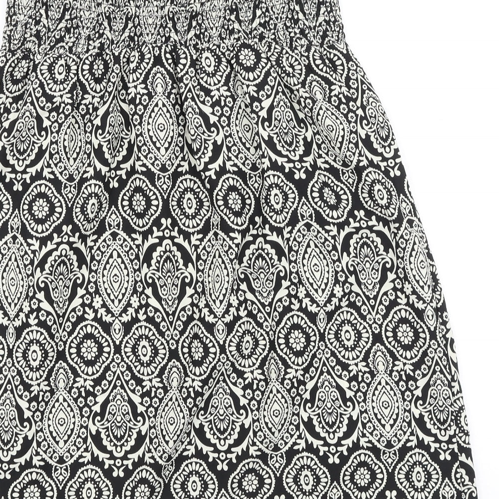 George Womens Black Geometric Viscose A-Line Size M Off the Shoulder Tie