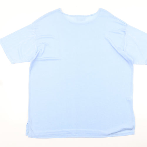 Xposure Womens Blue Nylon Basic T-Shirt Size L Round Neck