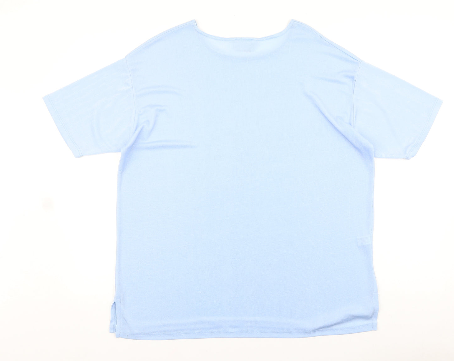 Xposure Womens Blue Nylon Basic T-Shirt Size L Round Neck