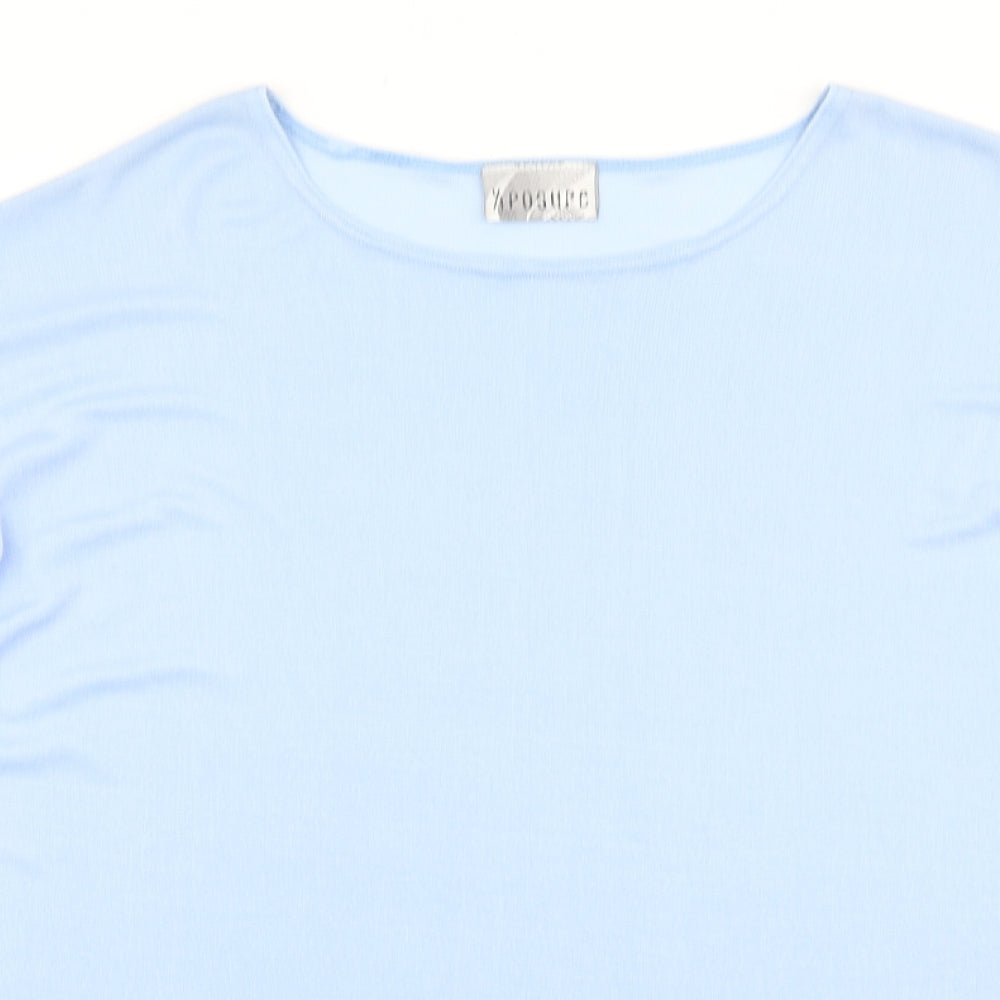 Xposure Womens Blue Nylon Basic T-Shirt Size L Round Neck