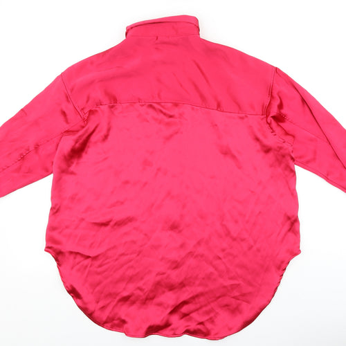 H&M Womens Pink Polyester Basic Button-Up Size S Collared