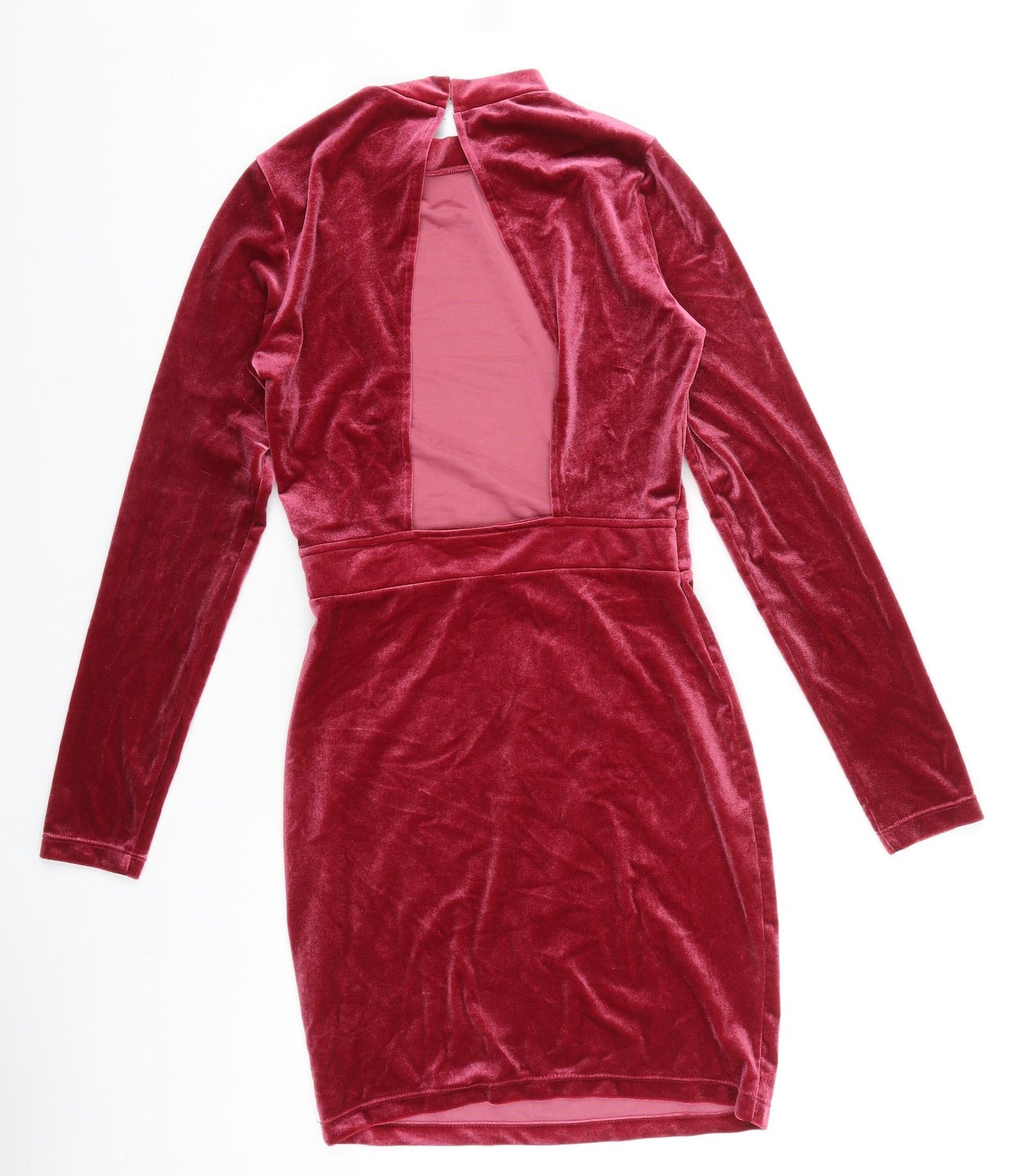 H&M Womens Pink Polyester Shift Size 10 Mock Neck Hook & Loop