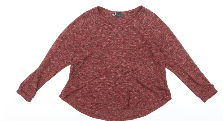 Sparkle & Fade Womens Orange Boat Neck Acrylic Pullover Jumper Size M