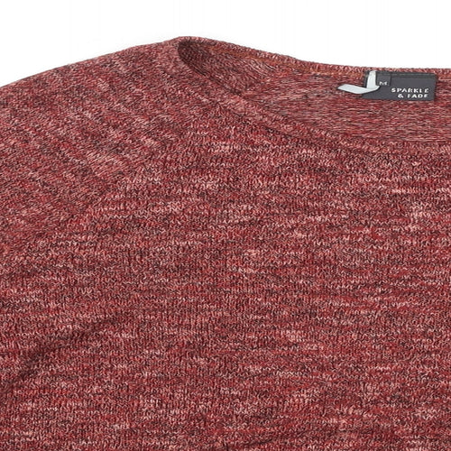 Sparkle & Fade Womens Orange Boat Neck Acrylic Pullover Jumper Size M
