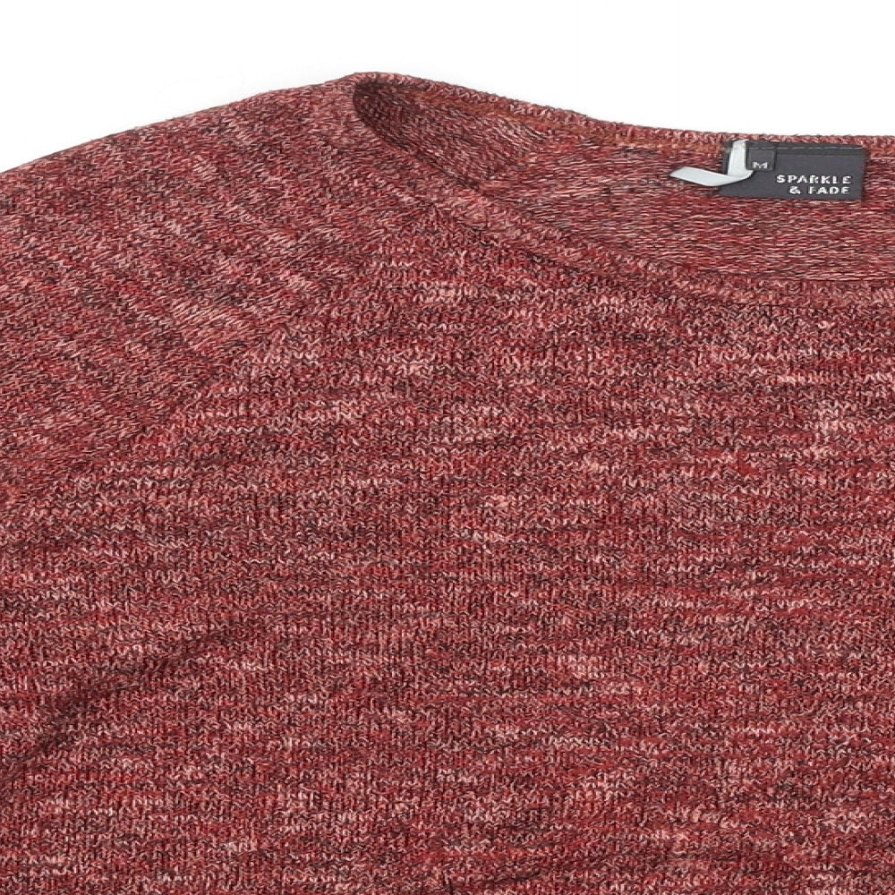 Sparkle & Fade Womens Orange Boat Neck Acrylic Pullover Jumper Size M