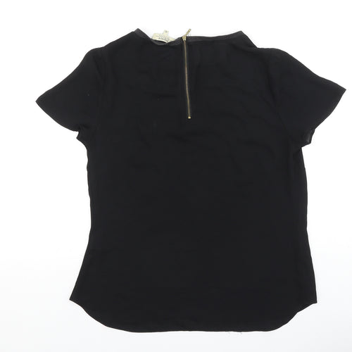 Papaya Womens Black Polyester Basic T-Shirt Size 10 Round Neck