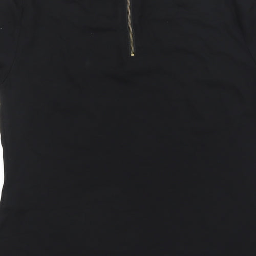 Papaya Womens Black Polyester Basic T-Shirt Size 10 Round Neck