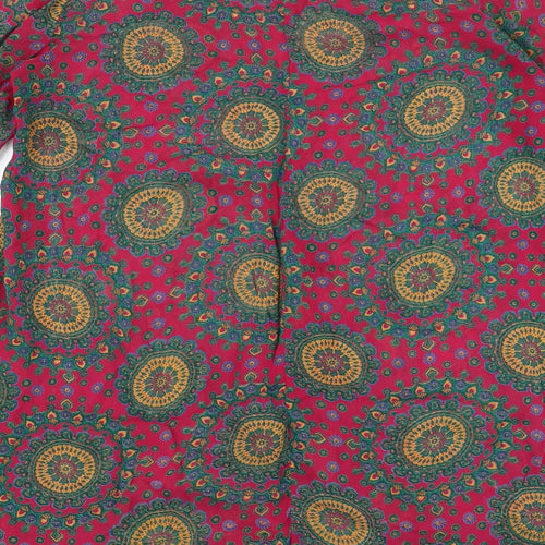 Jnojska Womens Pink Geometric Polyester A-Line Size M V-Neck Pullover