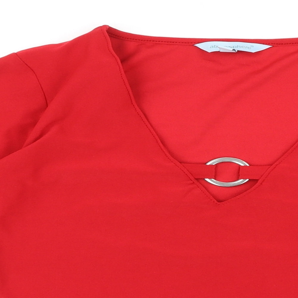 Primark Womens Red Viscose Basic T-Shirt Size 12 V-Neck