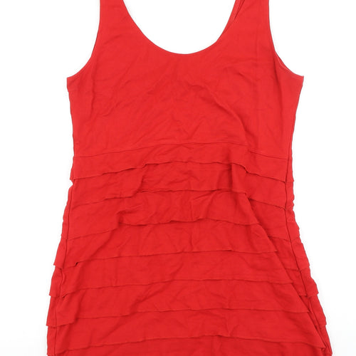 H&M Womens Red Viscose Bodycon Size L Scoop Neck Pullover
