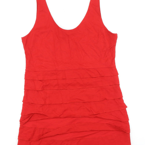 H&M Womens Red Viscose Bodycon Size L Scoop Neck Pullover