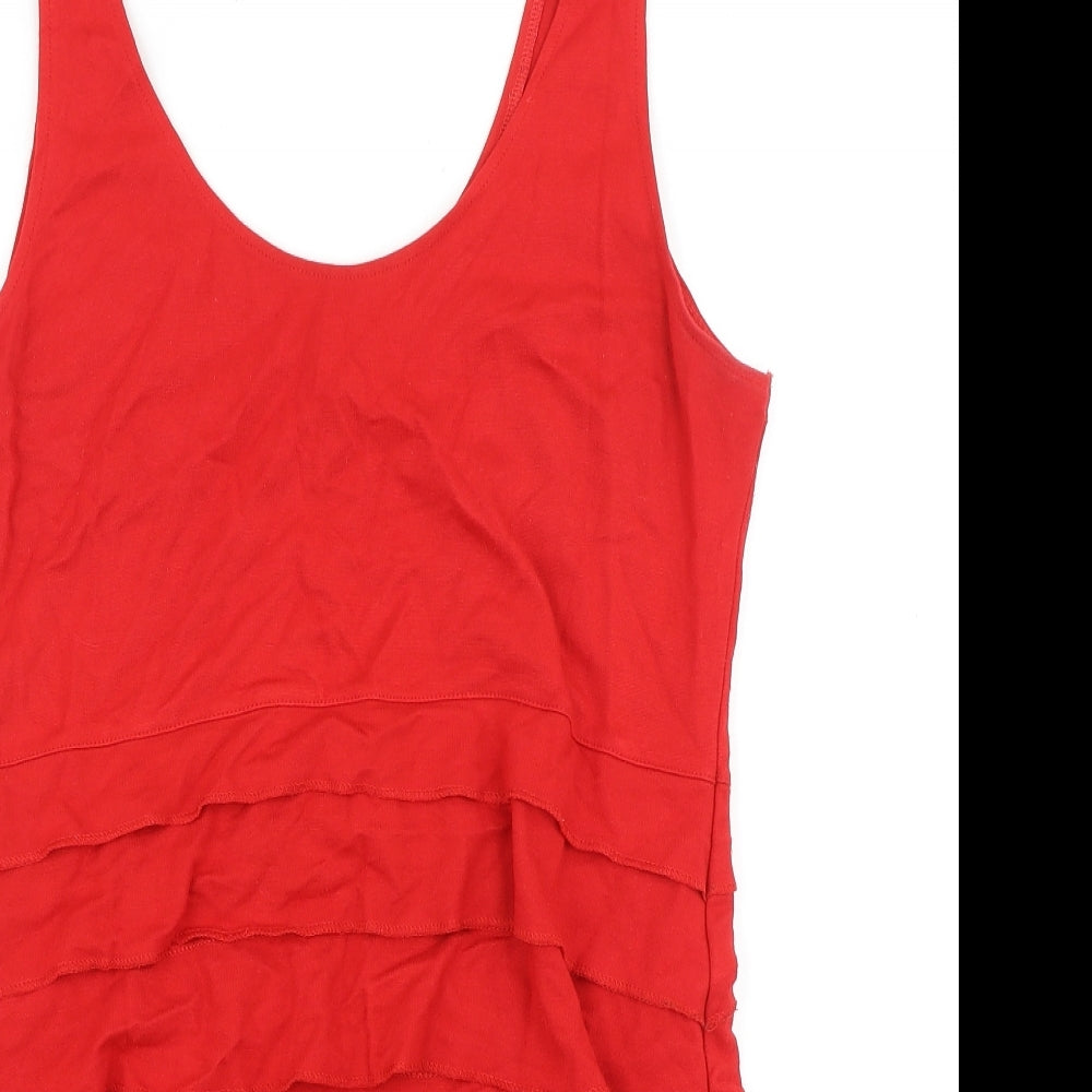 H&M Womens Red Viscose Bodycon Size L Scoop Neck Pullover