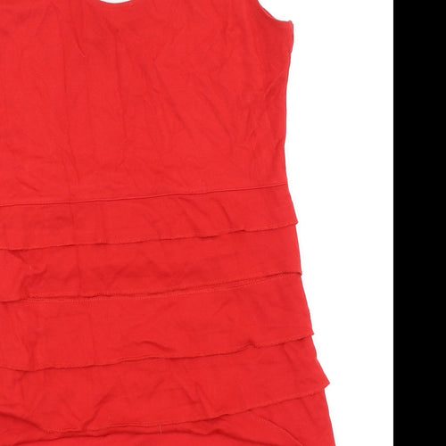 H&M Womens Red Viscose Bodycon Size L Scoop Neck Pullover