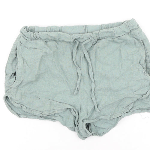 Primark Womens Green Viscose Hot Pants Shorts Size 6 Regular Tie