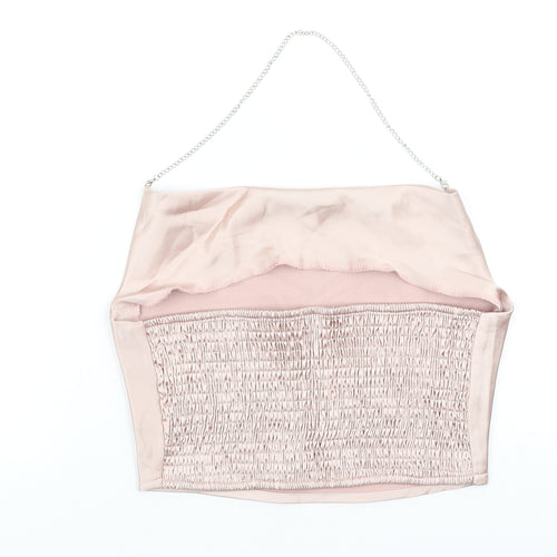 SheIn Womens Pink Polyester Cropped Tank Size S Cowl Neck