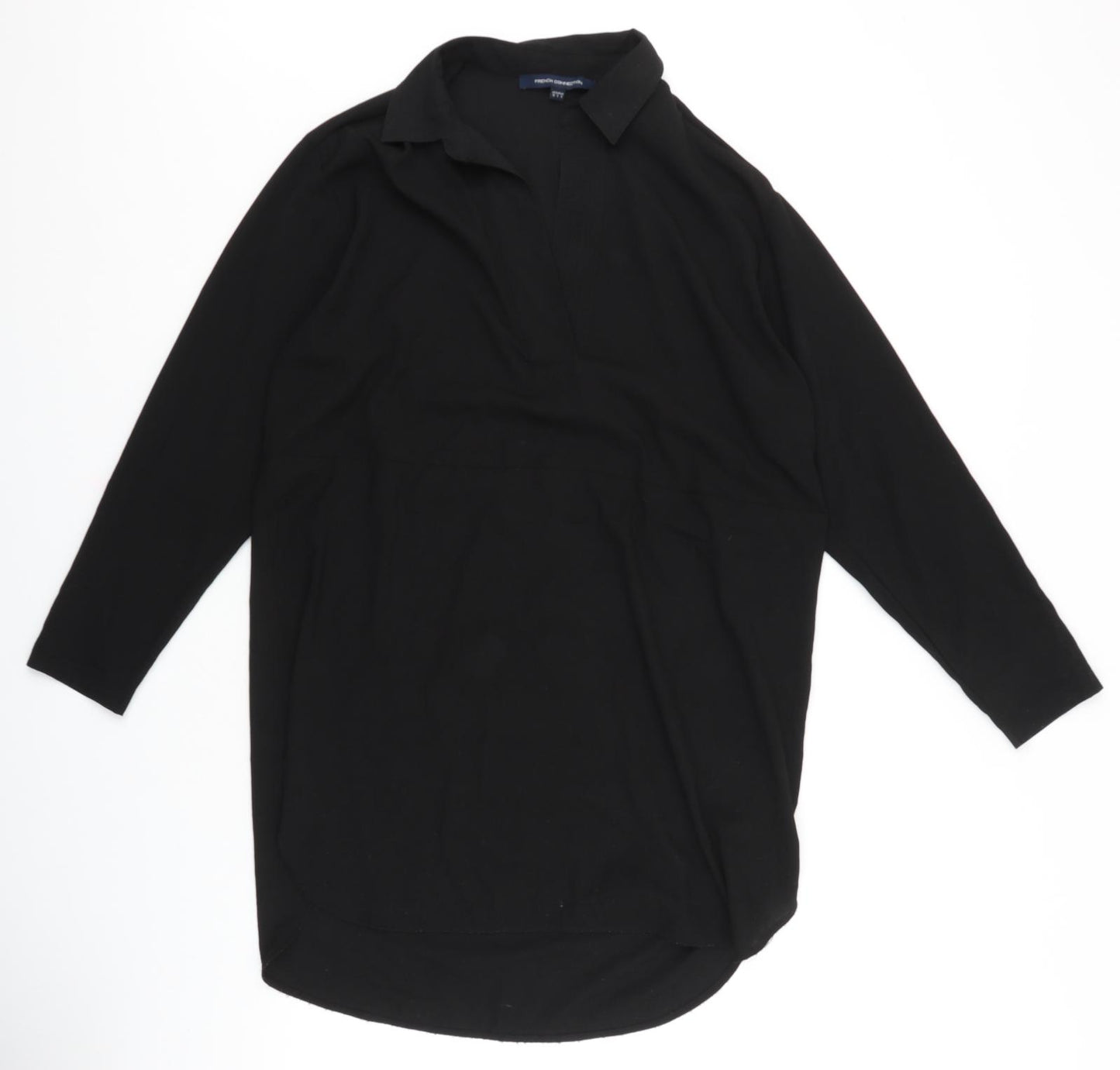French Connection Womens Black Viscose Basic Blouse Size 10 Collared